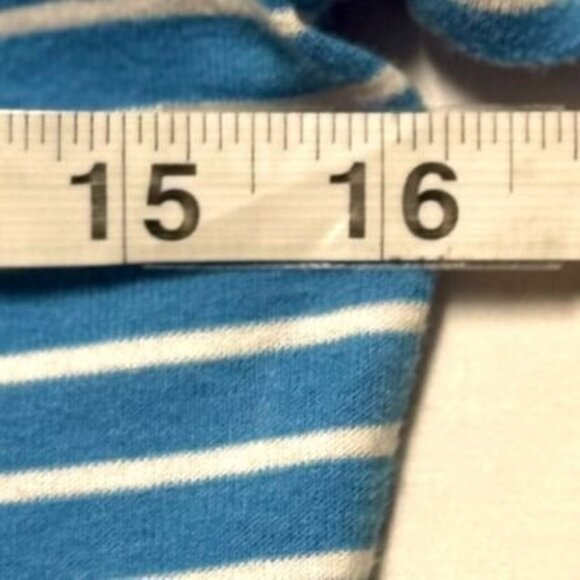 Lauren Ralph Lauren Women's Petite Blue & White Striped Cotton T-Shirt PM - Picture 3 of 5